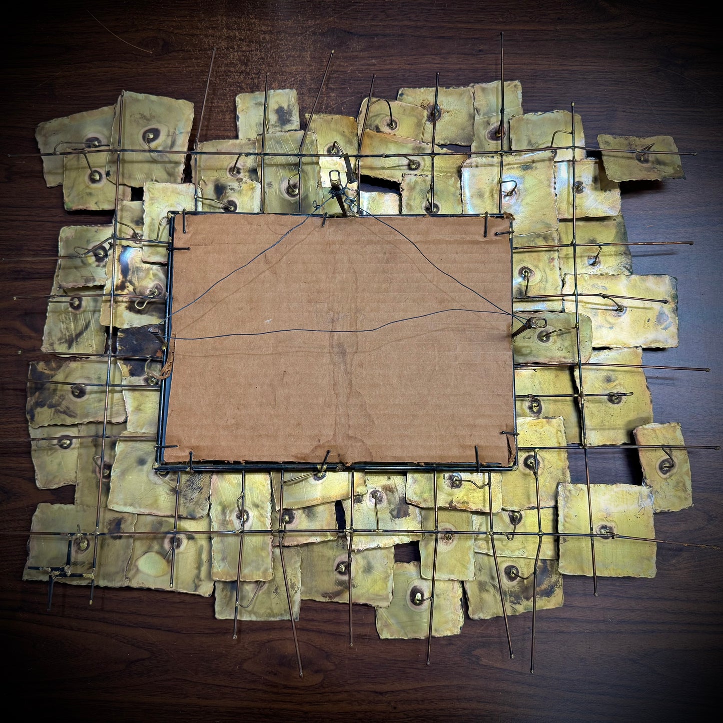 Stunning 1974 MCM Brutalist Artist Signed Brass Mirror