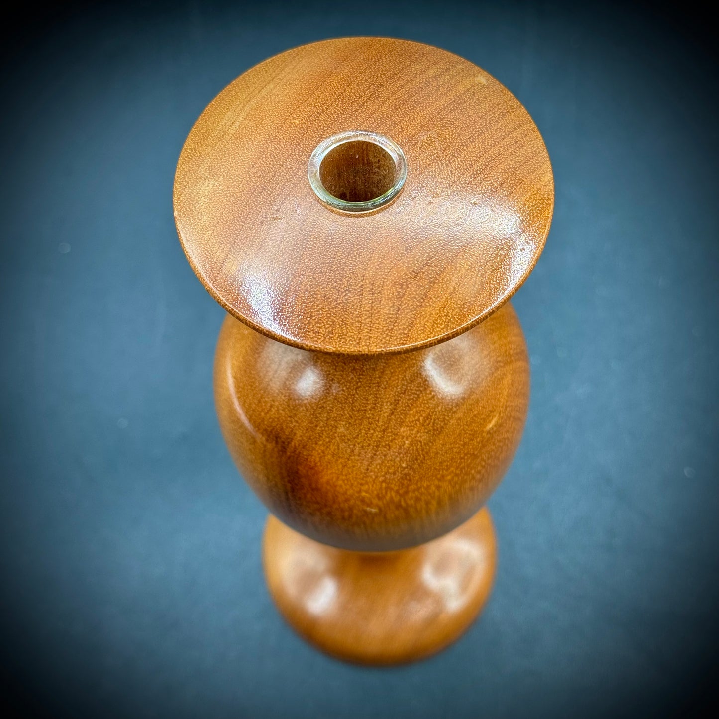 Turned Oregon Myrtlewood Vase with Glass Insert