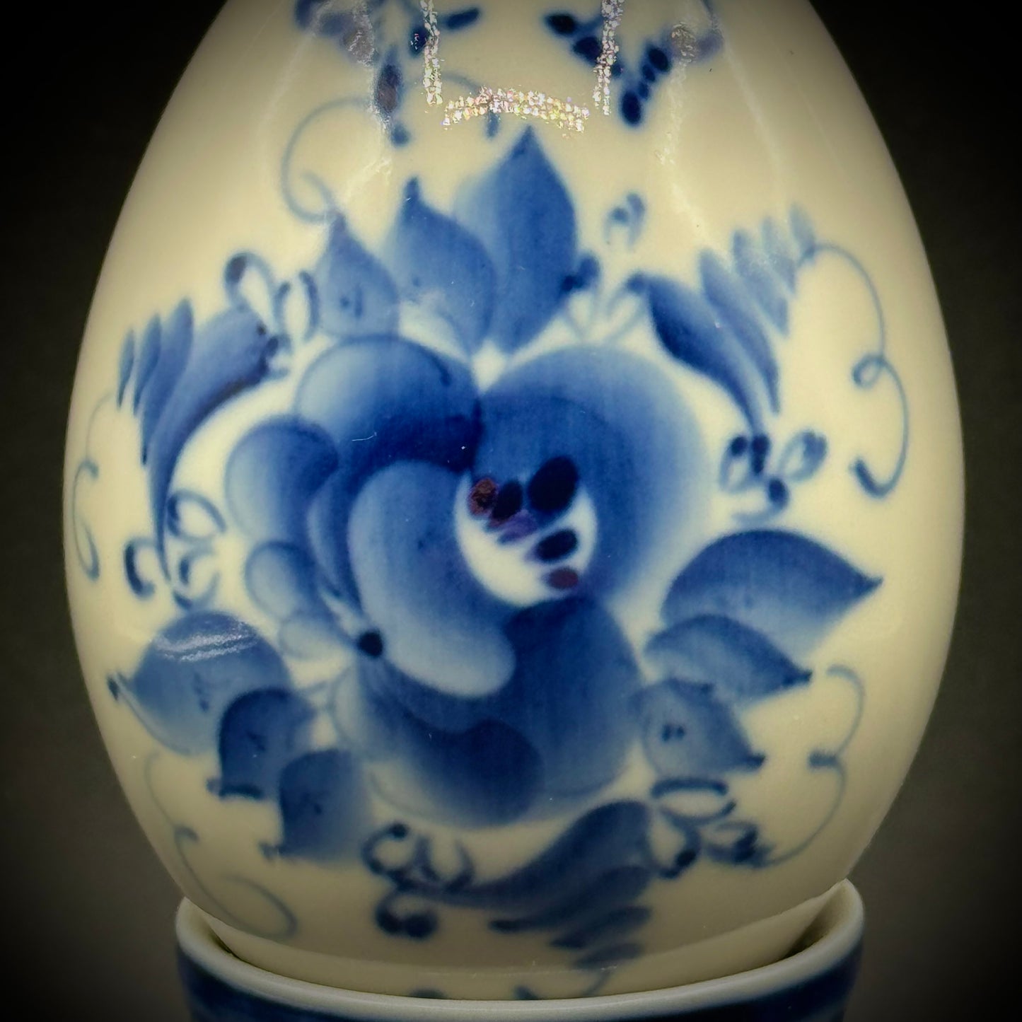 Vintage Hand Painted Porcelain Egg & Pedestal - Made in USSR