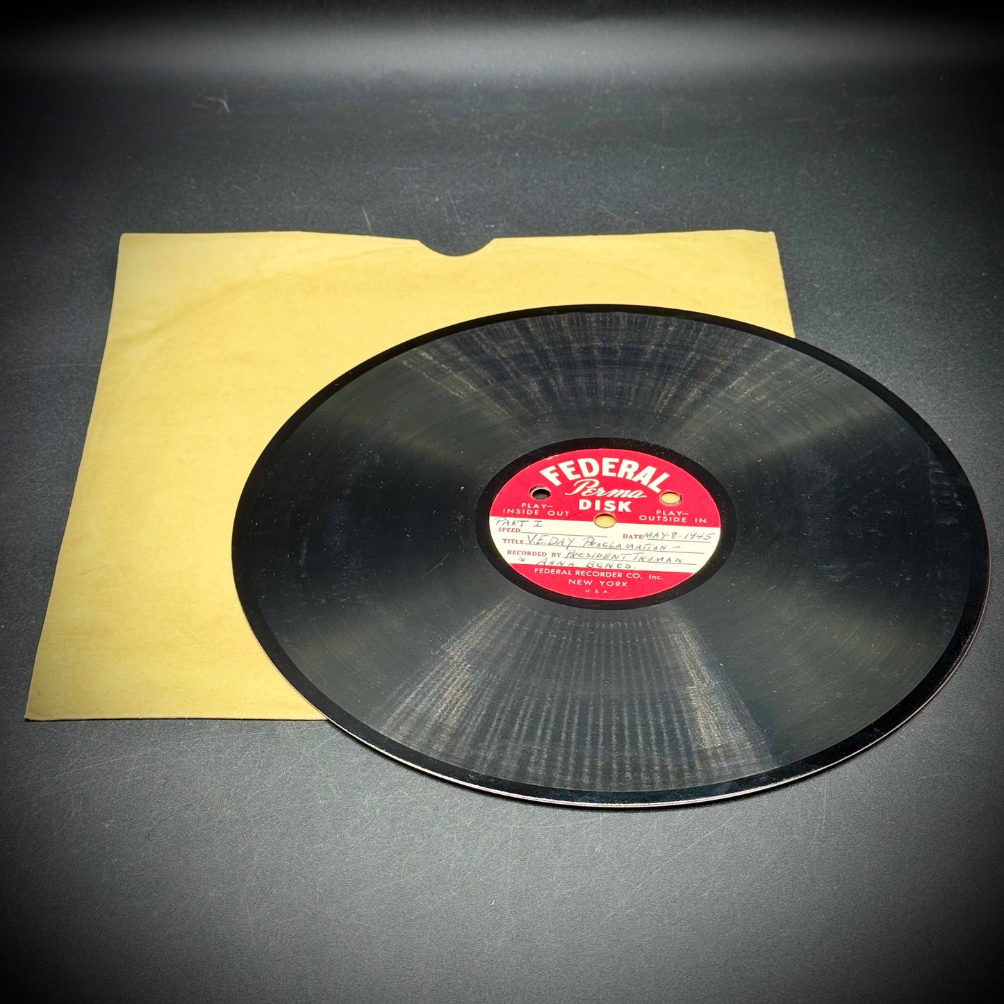 Original 1945 Record Recording - Truman & Churchill Victory Speeches