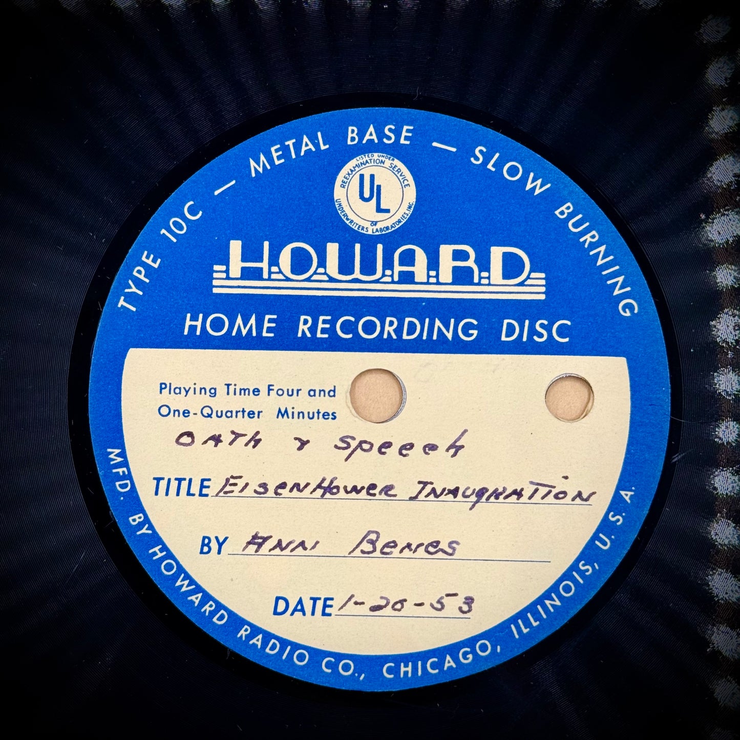 Original 1953 Record Recording - Eisenhower Inauguration