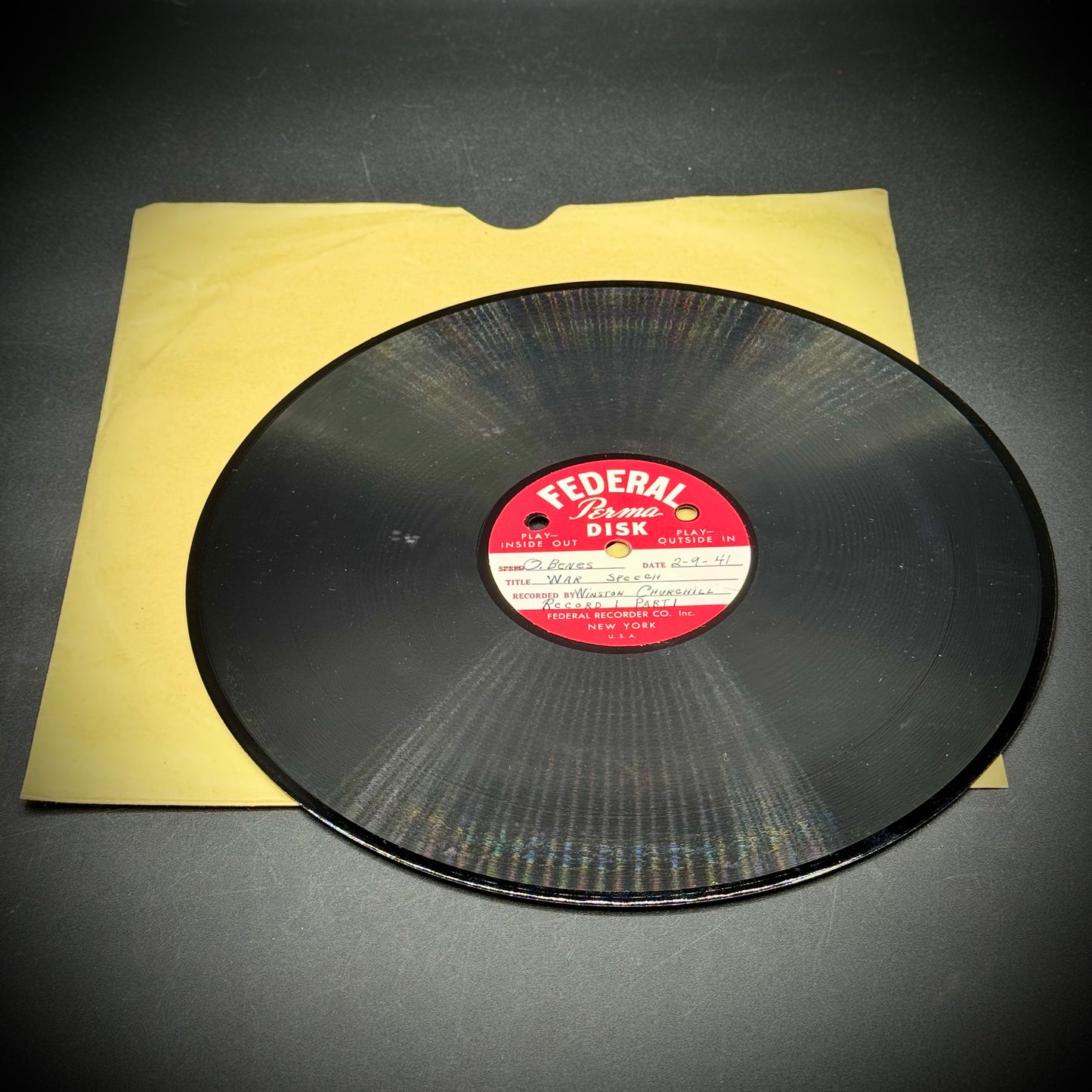 Original 1941 Record Recording - Churchill Blitz Speech