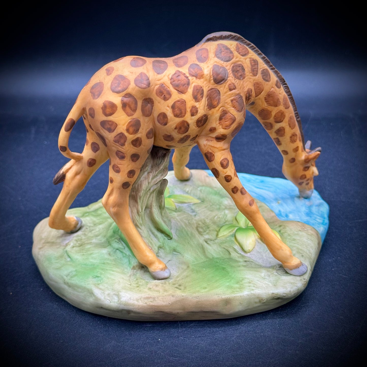 Vintage Porcelain Giraffe Drinking Figurine - Made in Japan