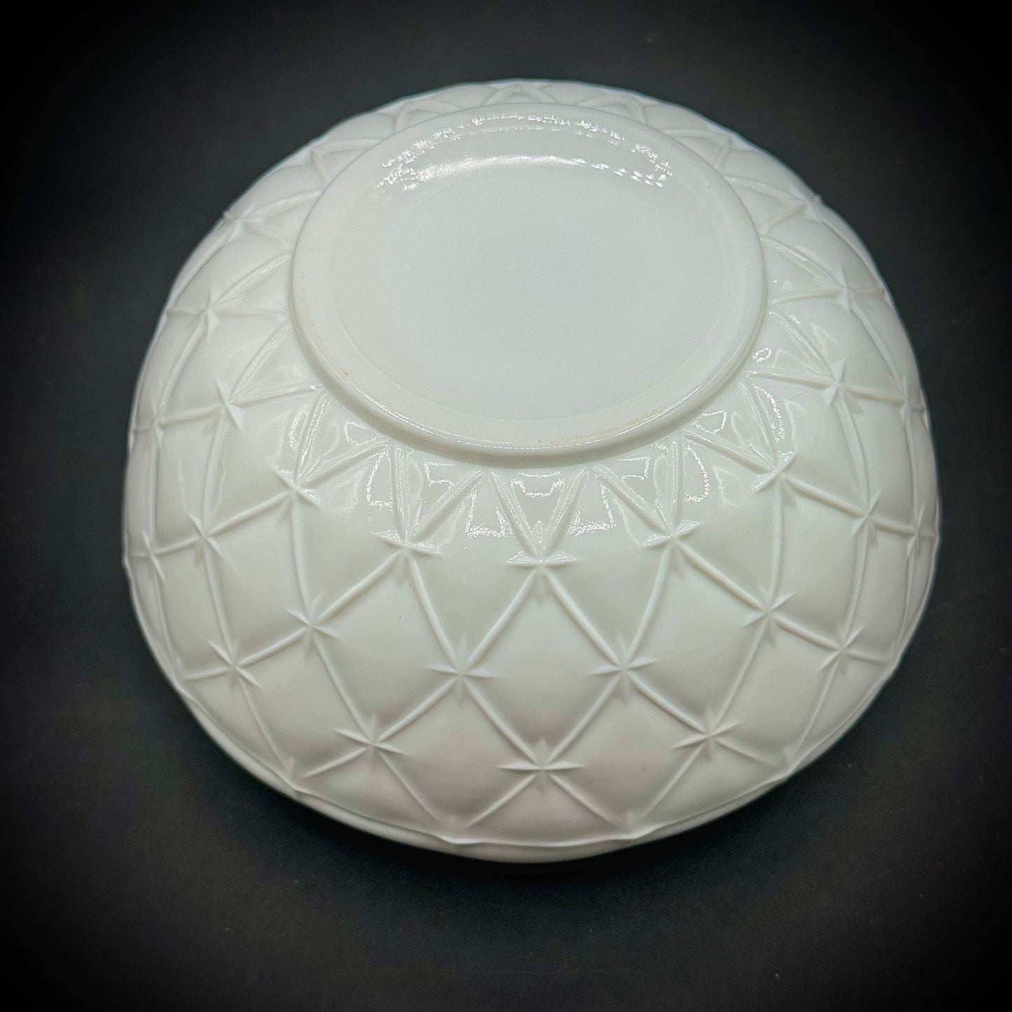 Vintage Indiana Milk Glass Quilted Diamond Duette Bowl