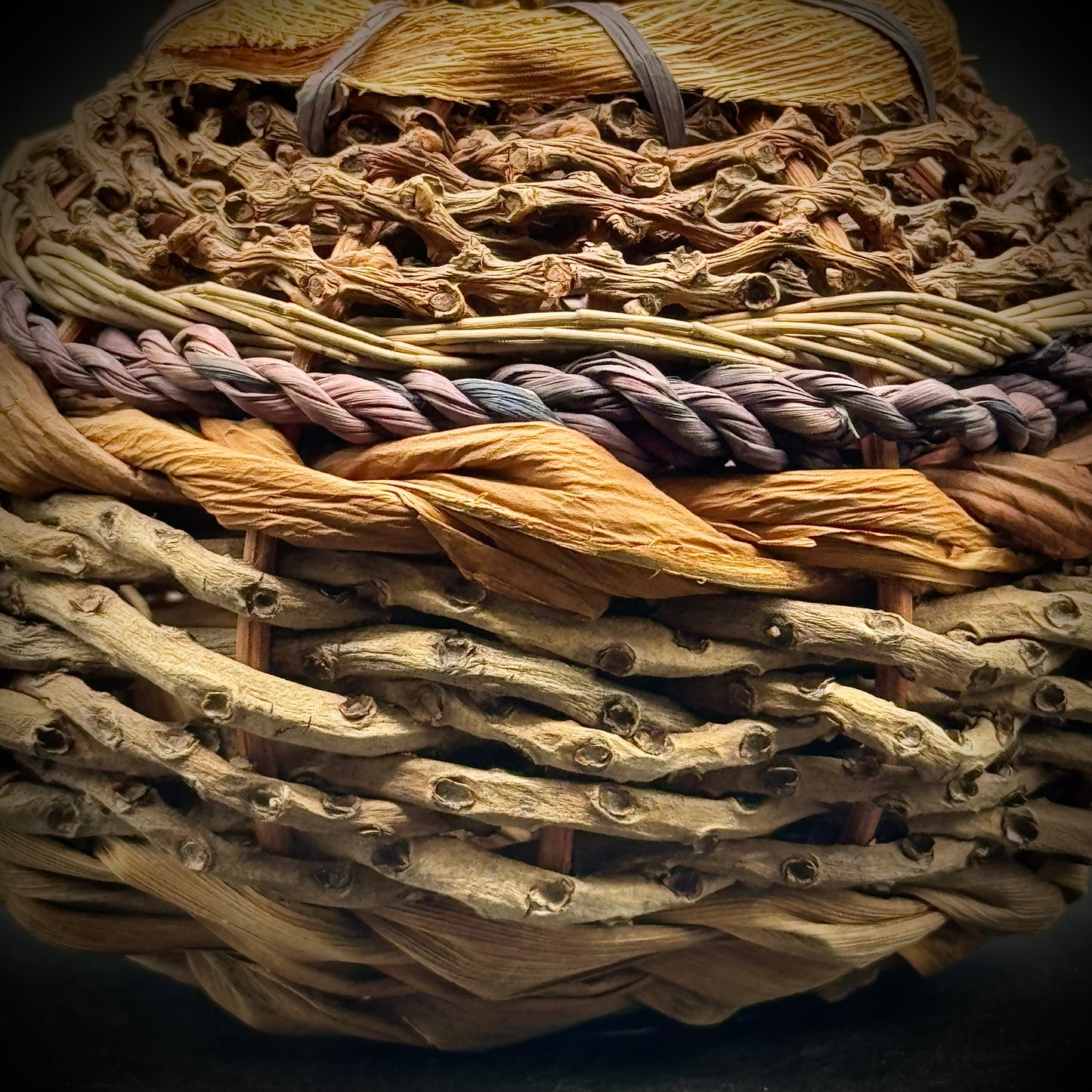 Vintage Hand Made Woven Basket Vase