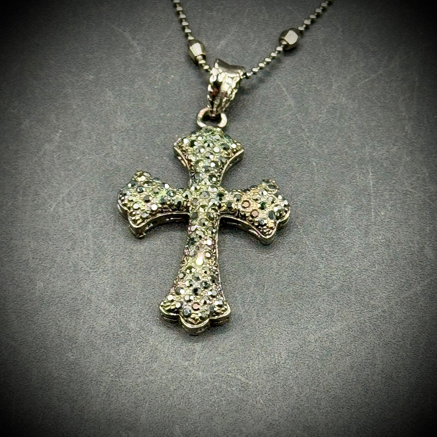 Kenneth Lane Marcasite Cross with Long Multi-Strand Necklace