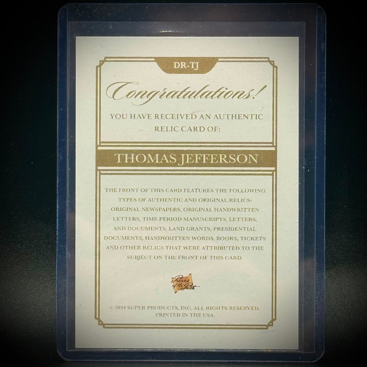 Pieces of The Past Thomas Jefferson Relic Card