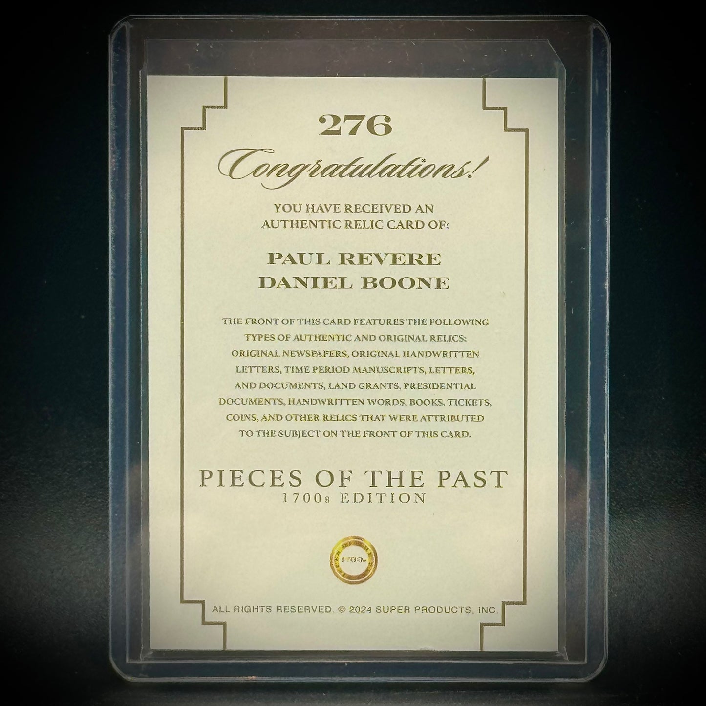 Pieces of The Past Paul Revere & Daniel Boone Dual Relic Card