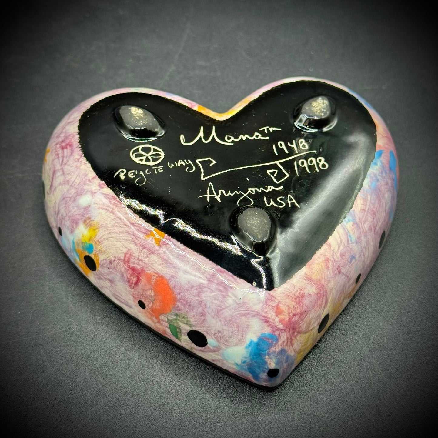 Vintage Hummingbird Heart Box Signed Mana - Arizona 1998
