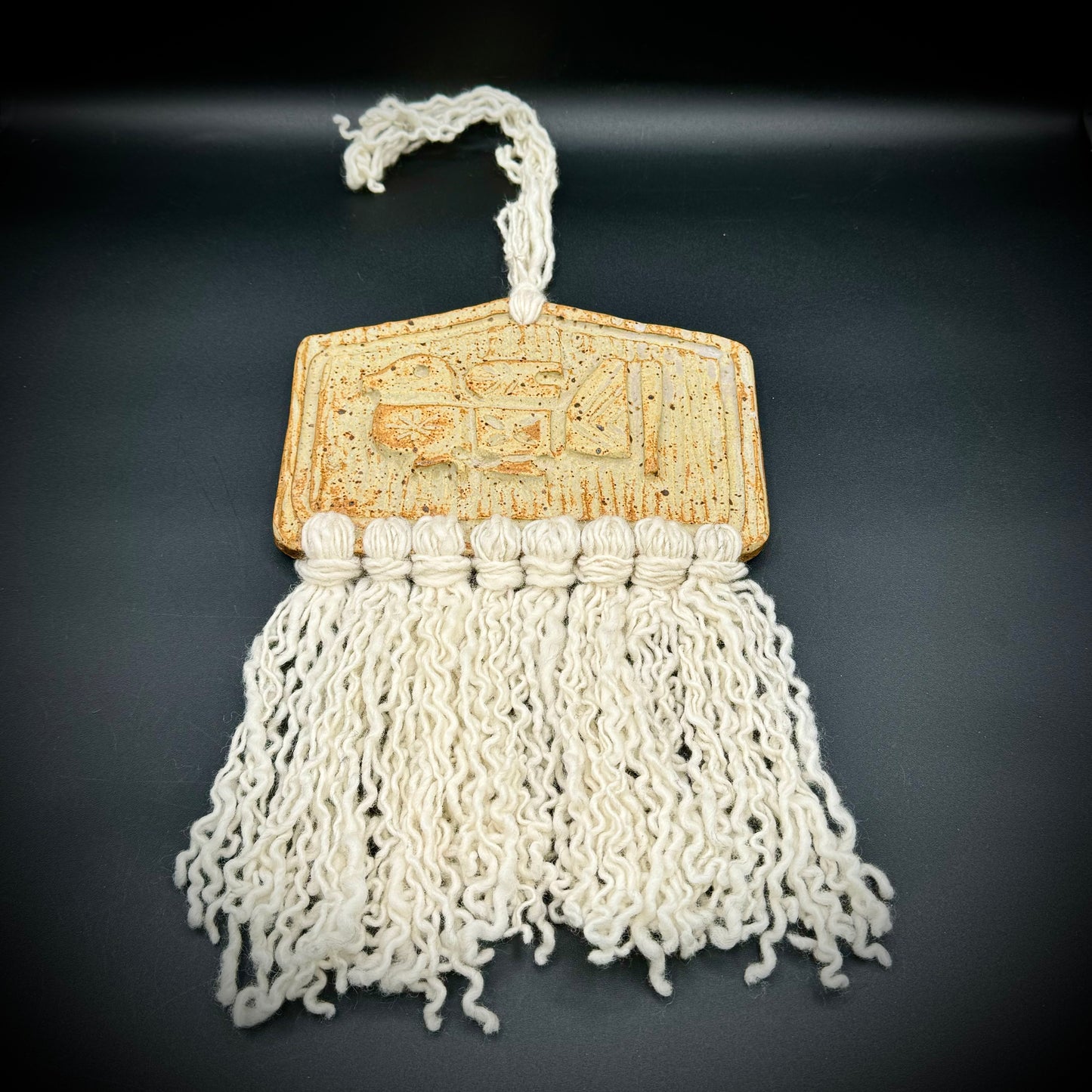 Vintage Original Pottery & Macramé Hanging Art
