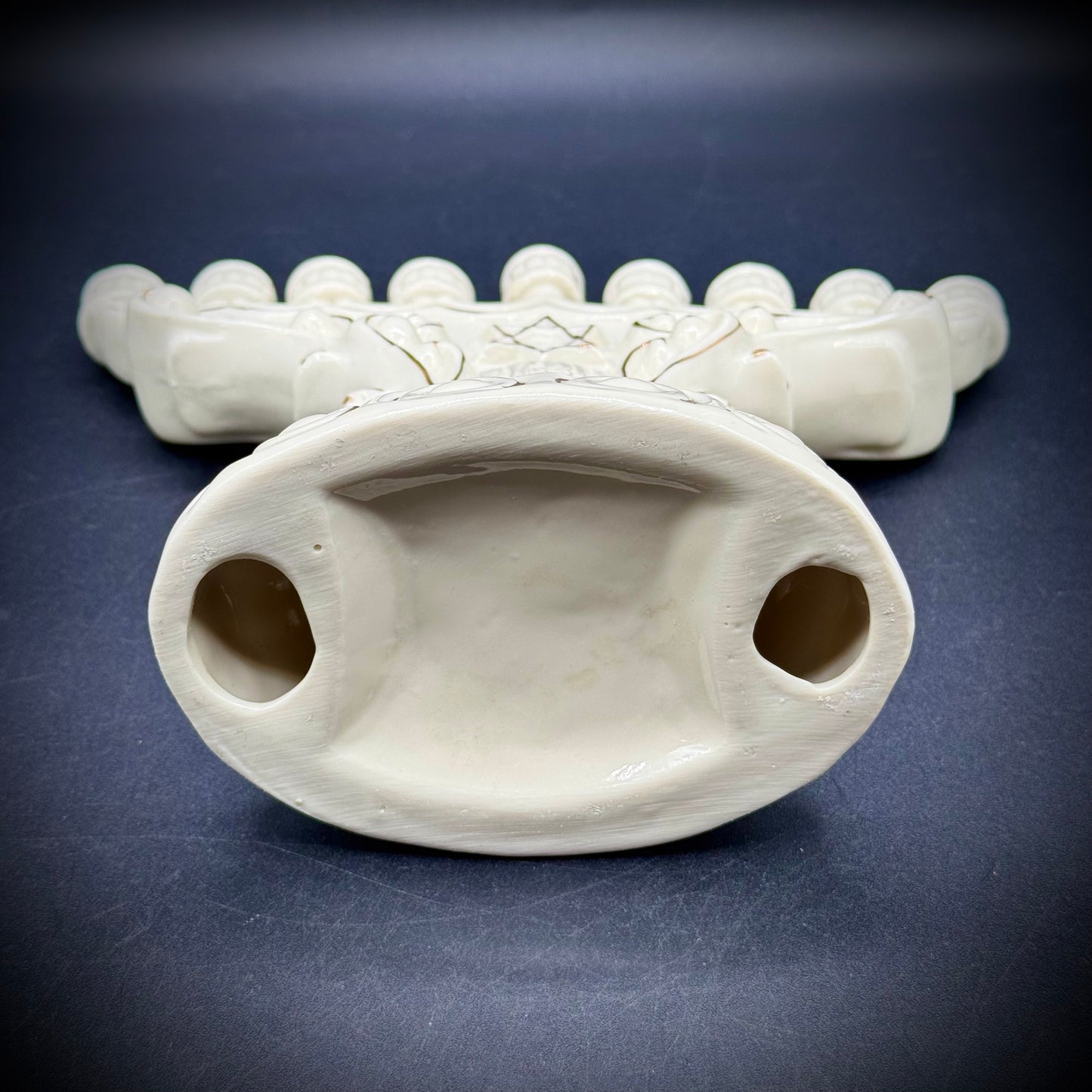 Vintage Porcelain Menorah with Gold Accents