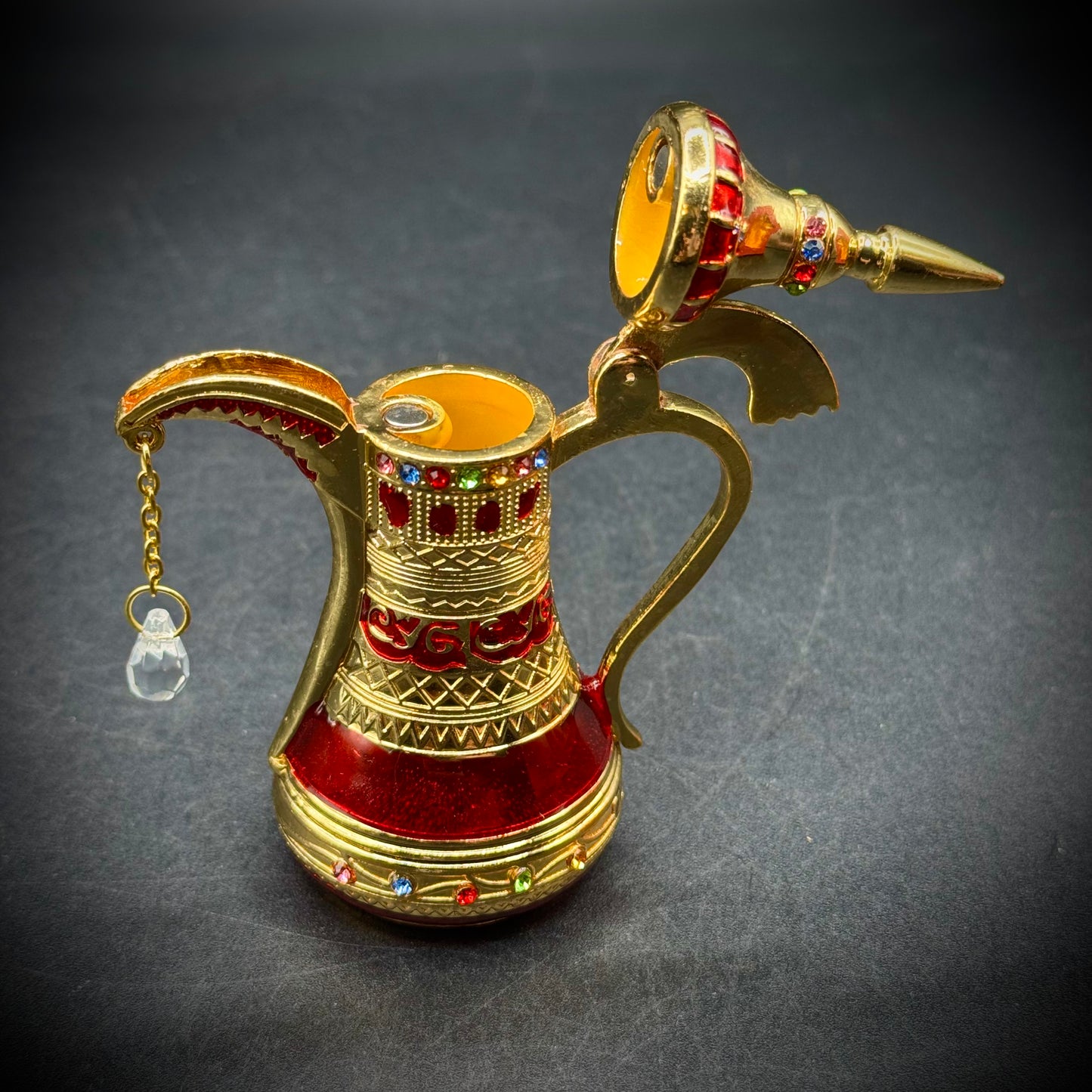 New in Box Arabian Coffee Pot Bejeweled Pill/Trinket Box