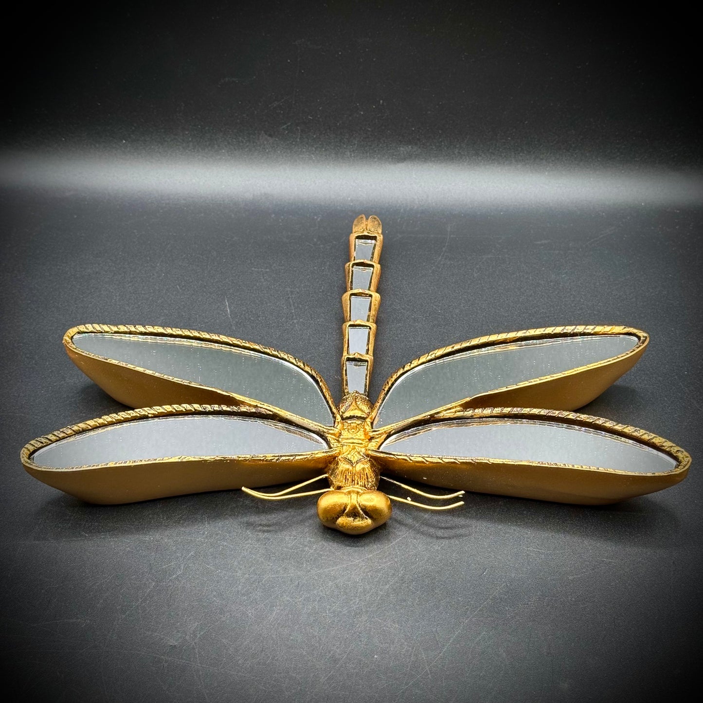 Gold Tone & Mirror Dragonfly Hanging Wall Art
