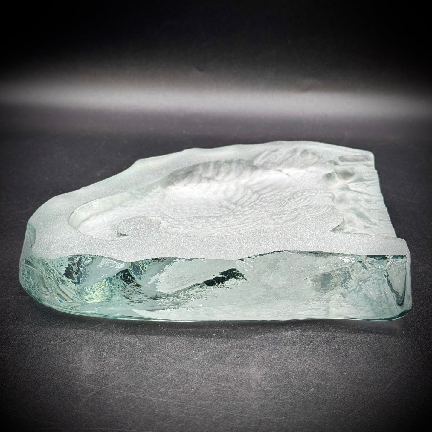 Vintage Nybro Poland Etched Glass Eagle Sculpture
