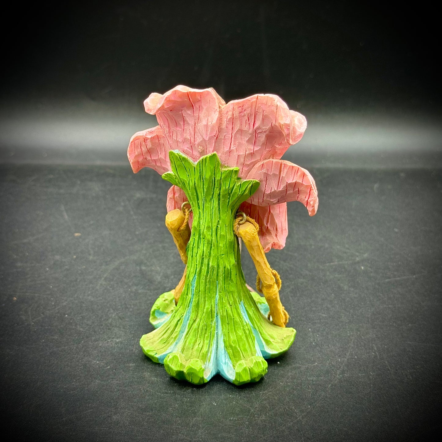 Whimsical Anthropomorphic Pink Flower Shelf Sitter
