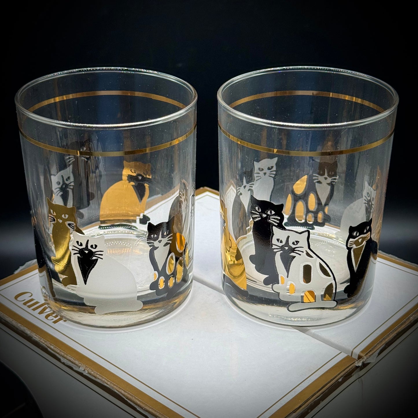 Set of 4 NIB Vintage Culver Fifth Ave NYC MCM Cat Glasses