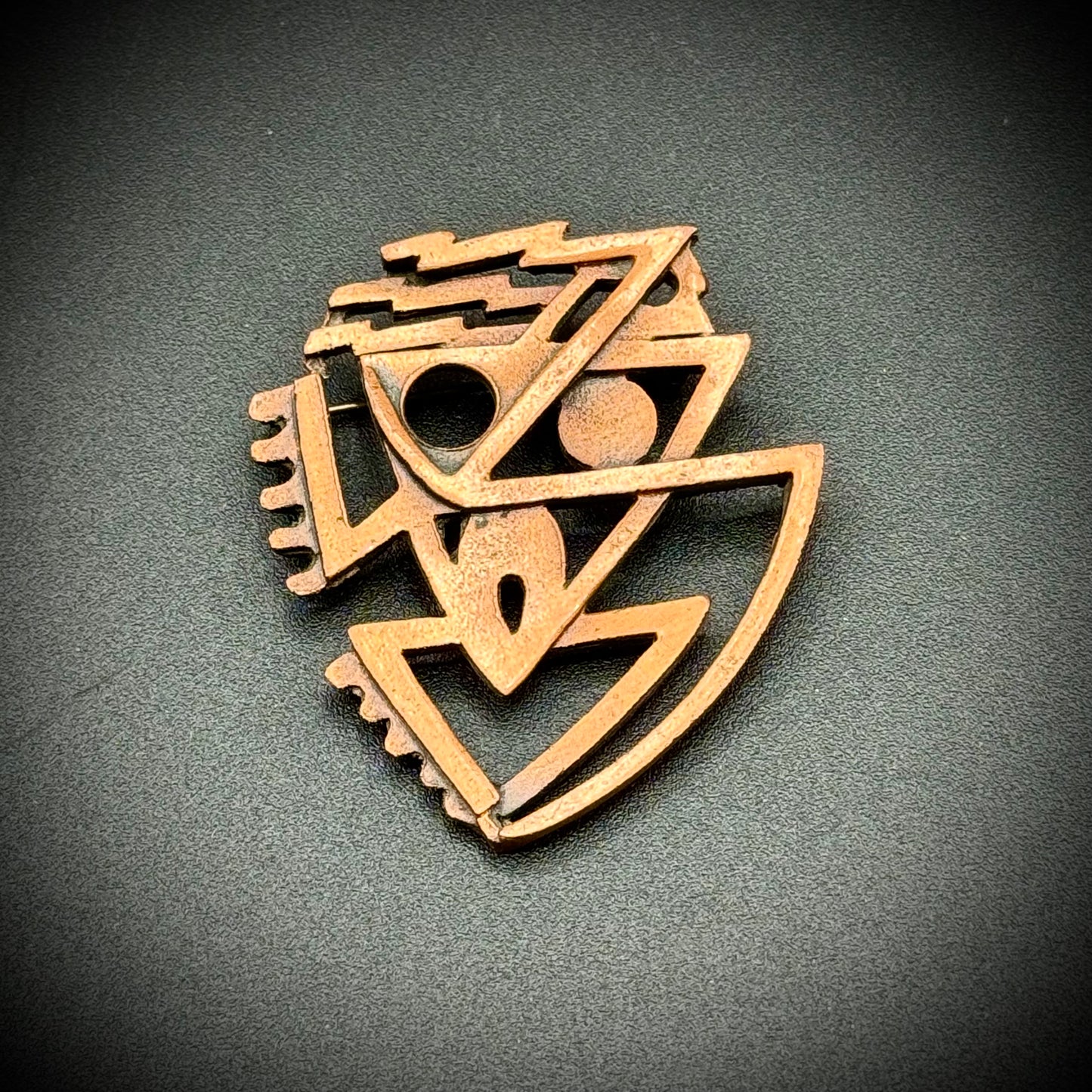 Vintage MCM Abstract Brutalist Copper Brooch