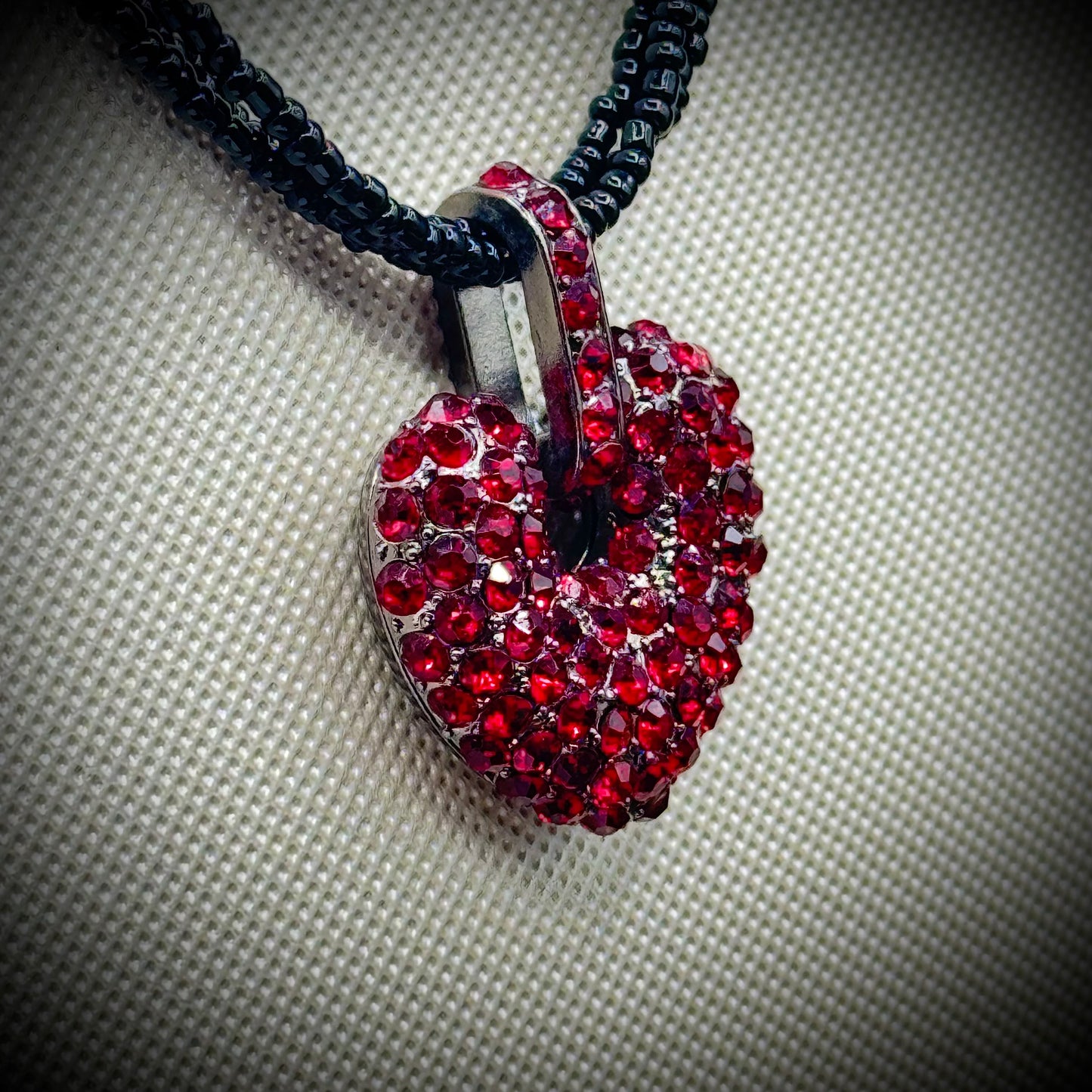 Ruby Rhinestone & Bead Necklace
