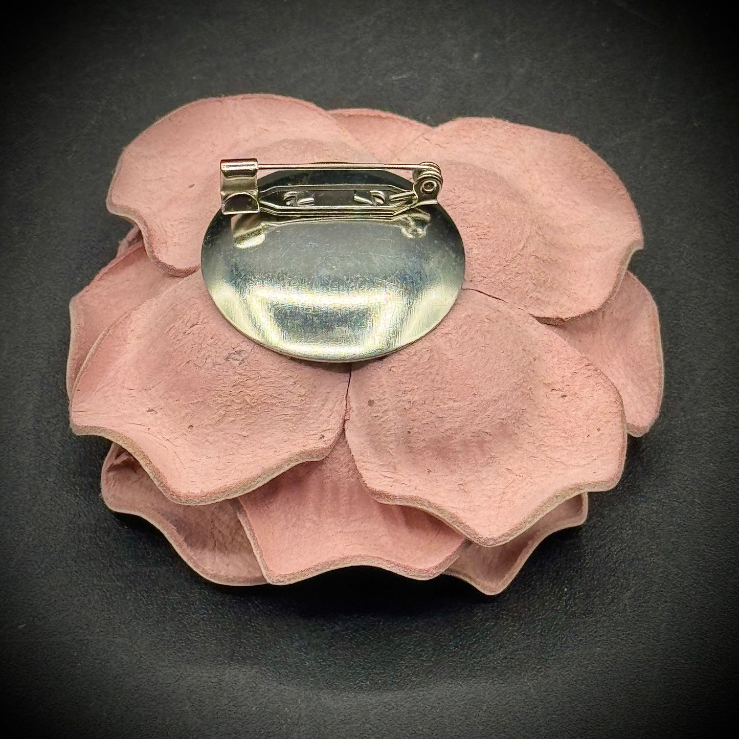 Vintage Leather Flower Brooch