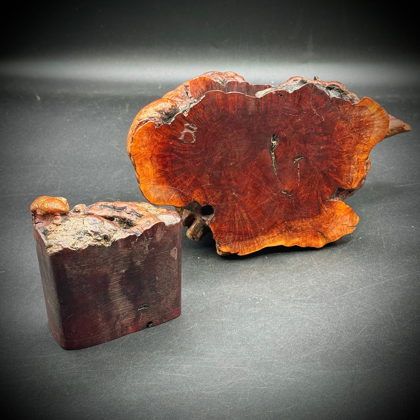 Live Edge Burl Wood with Carved Drawer