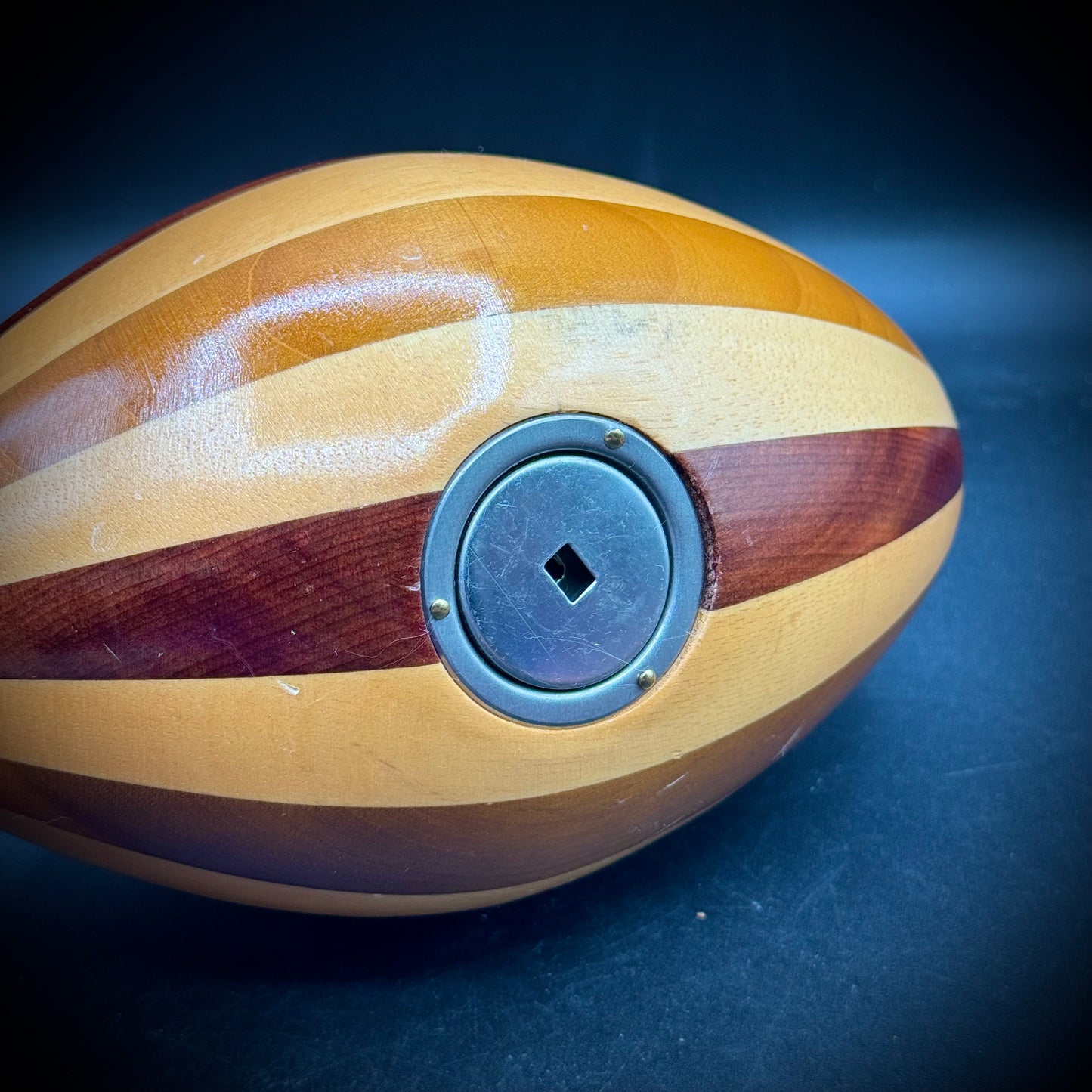 Inlaid Wood Football Bank
