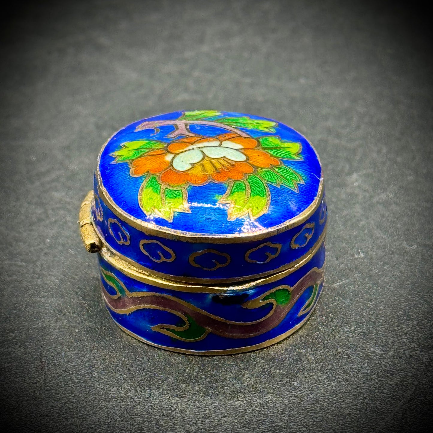 Vintage 1970s Vibrant Cloisonné Hinged Trinket Box