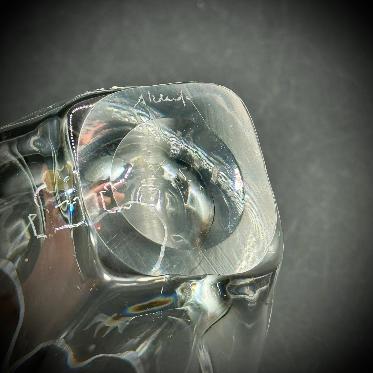 Skruf Swedish Crystal Bud Vase Etched Dove Motif