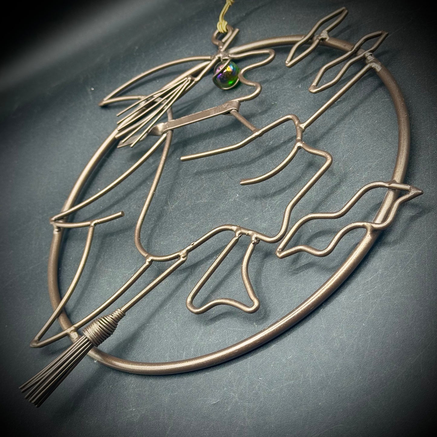 Rustic Metal Hanging Halloween Witch with Glass Eye