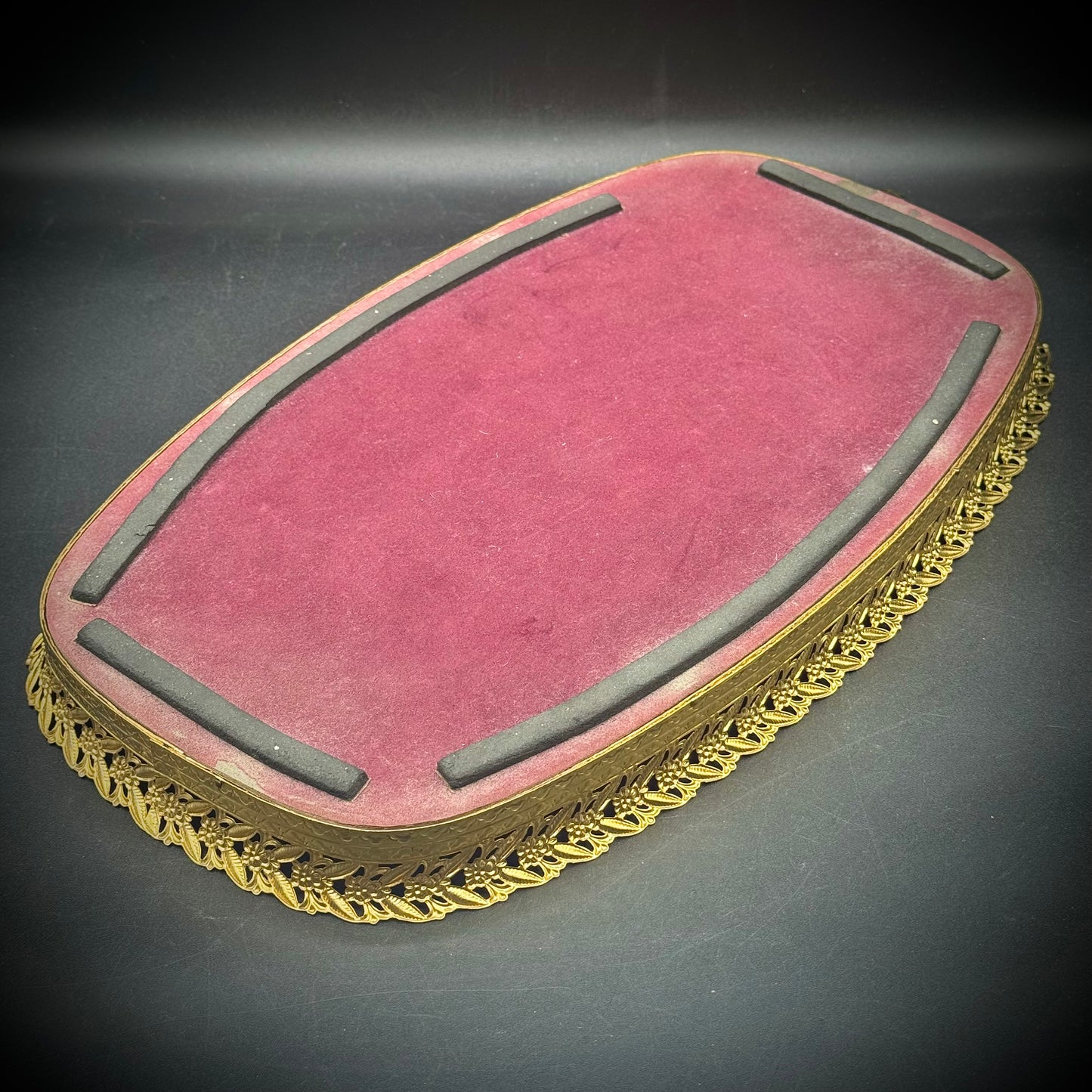 Hollywood Regency Gold Tone Vanity Tray with Mirror