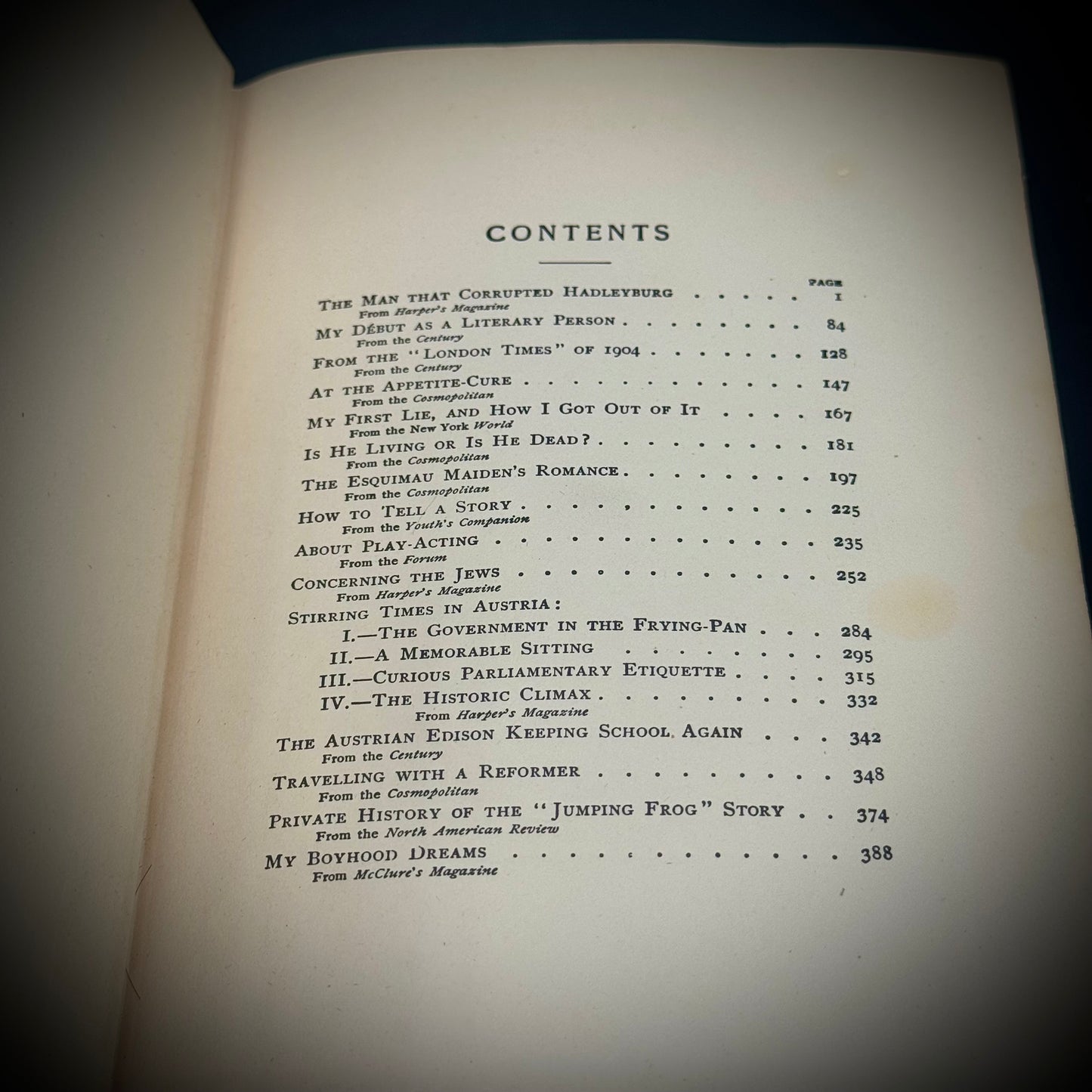 Antique 1902 Mark Twain Essays Hardcover Book