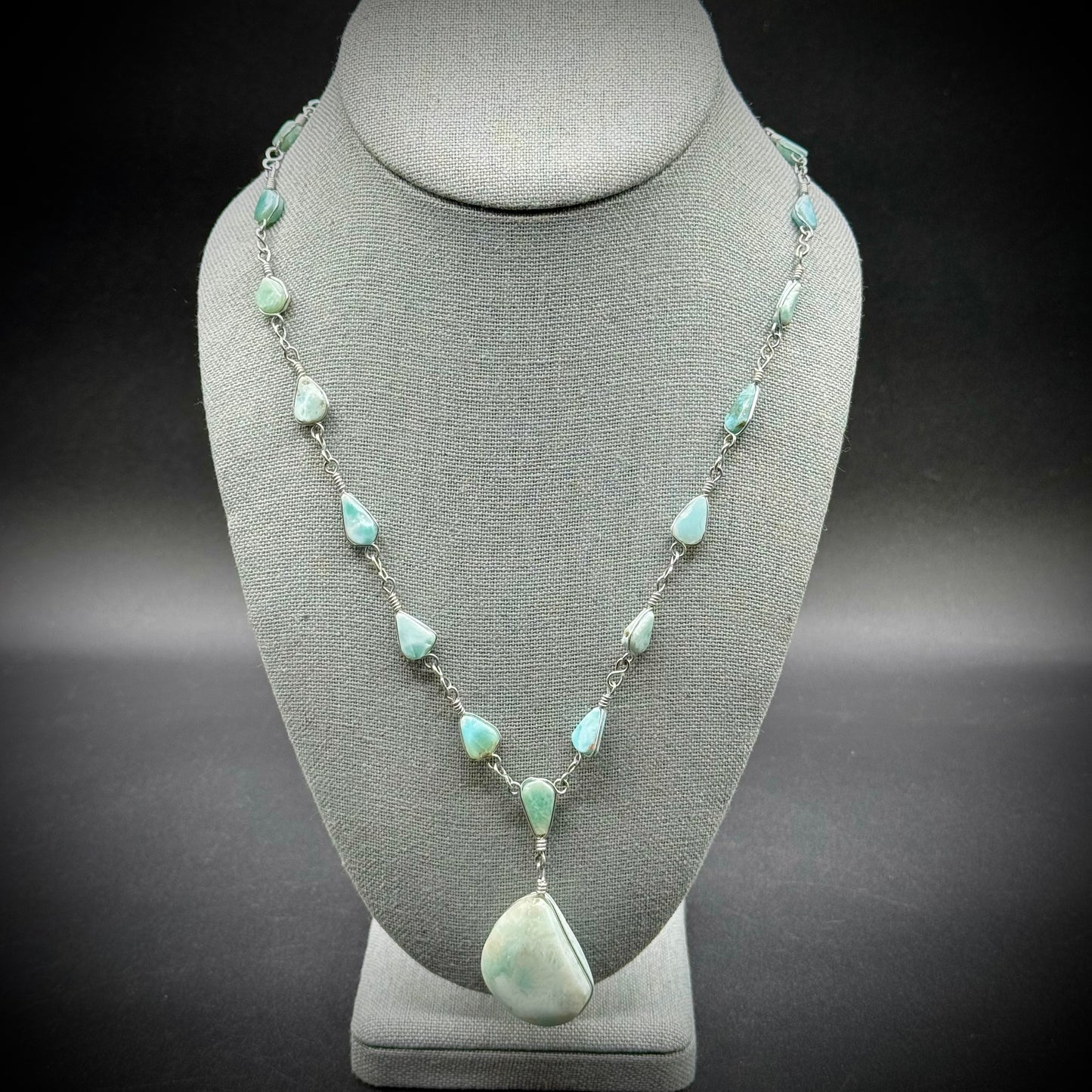 Beautiful Blue Larimar Stone Necklace
