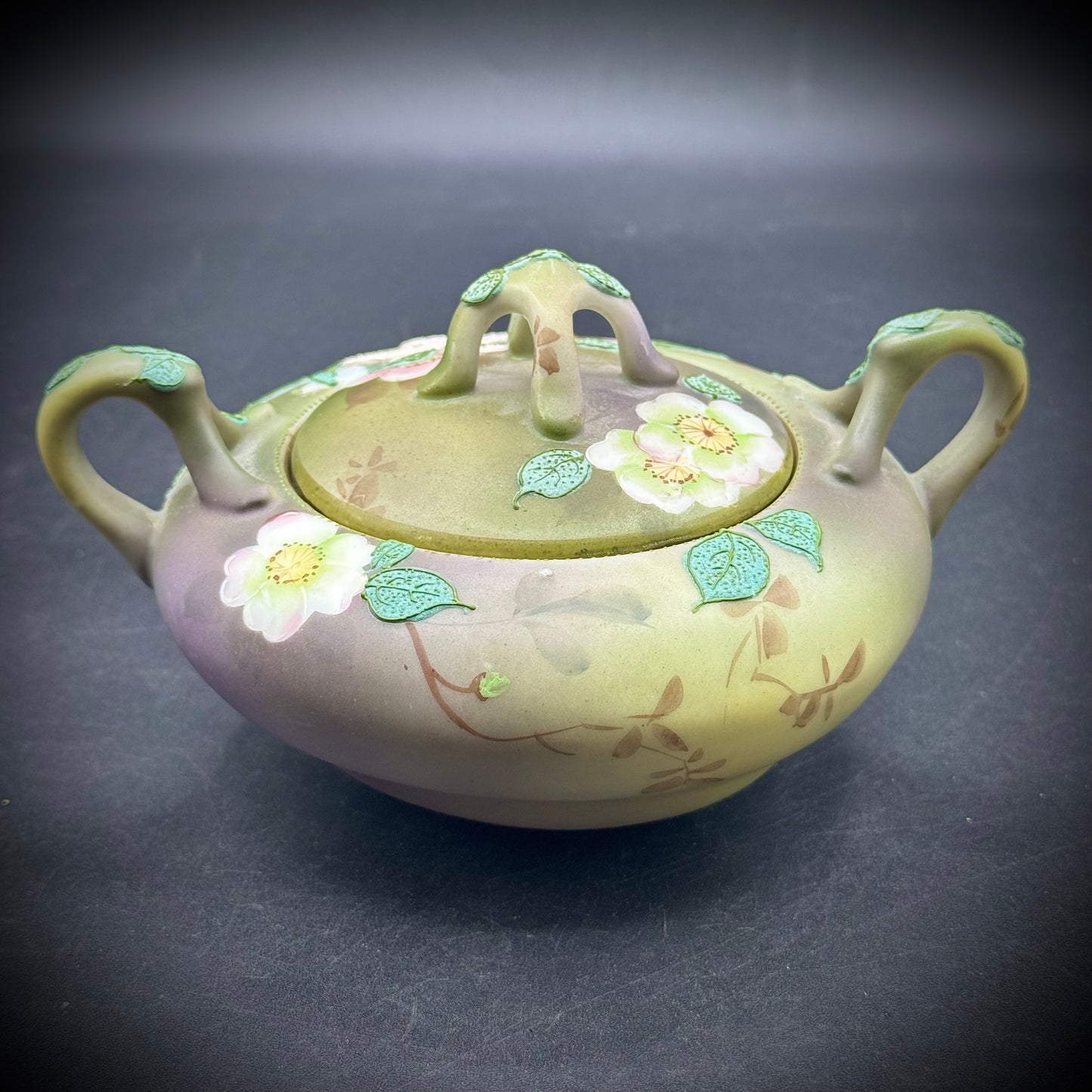 Vintage Moriagi Lidded Pot with Flower Motif