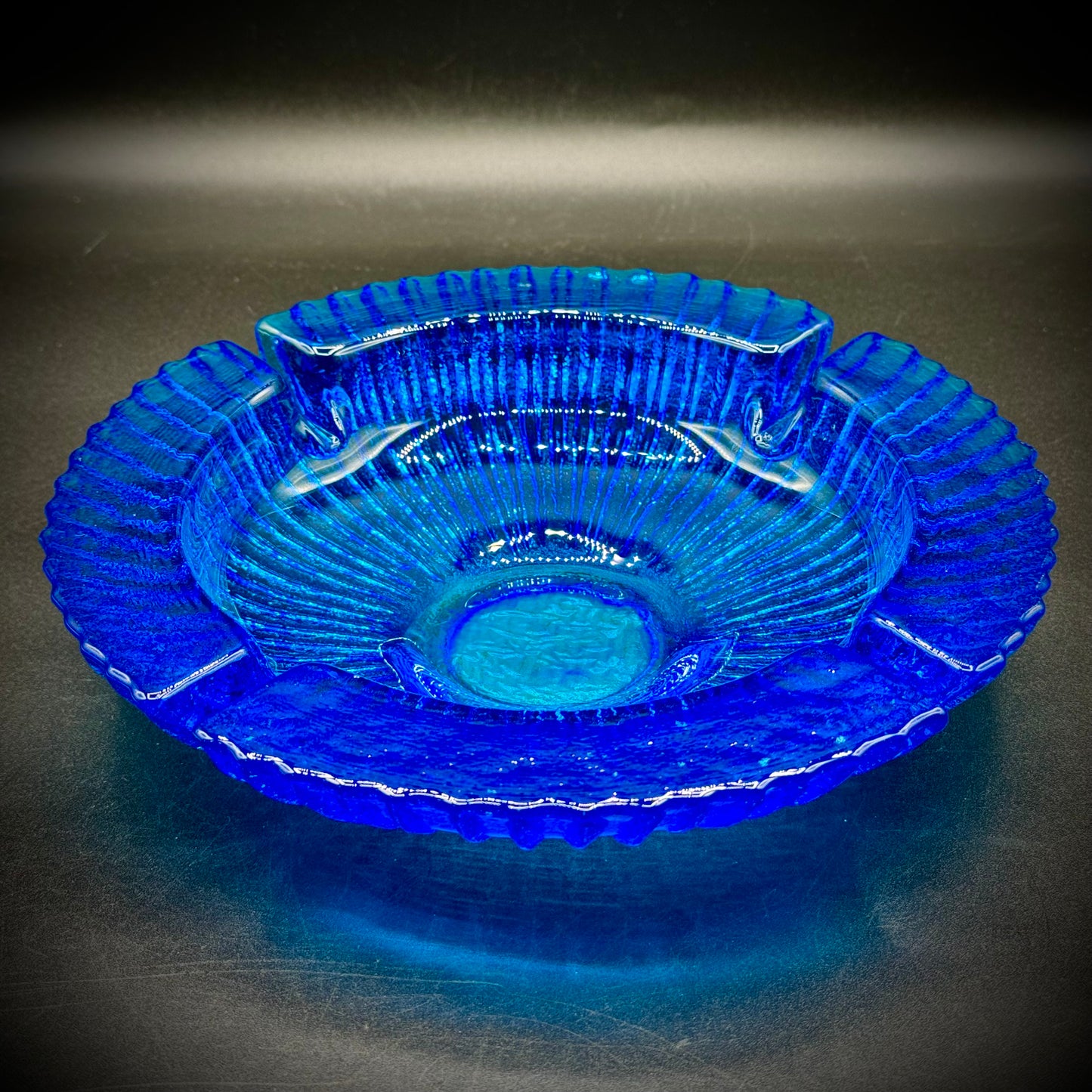 Blenko Cobalt Blue Starburst Ashtray