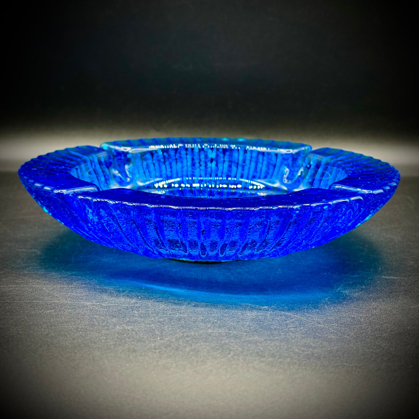 Blenko Cobalt Blue Starburst Ashtray