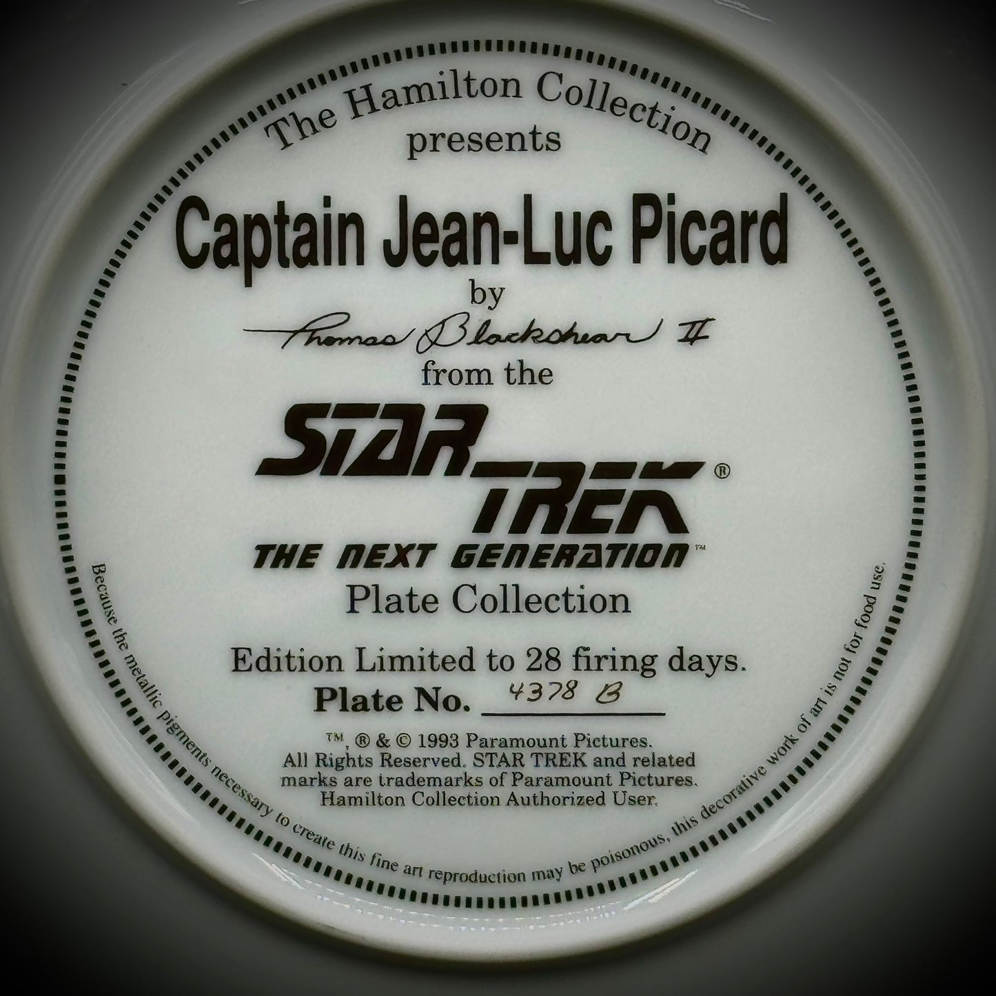 Star Trek: The Next Generation "Captain Picard" Collectors Plate