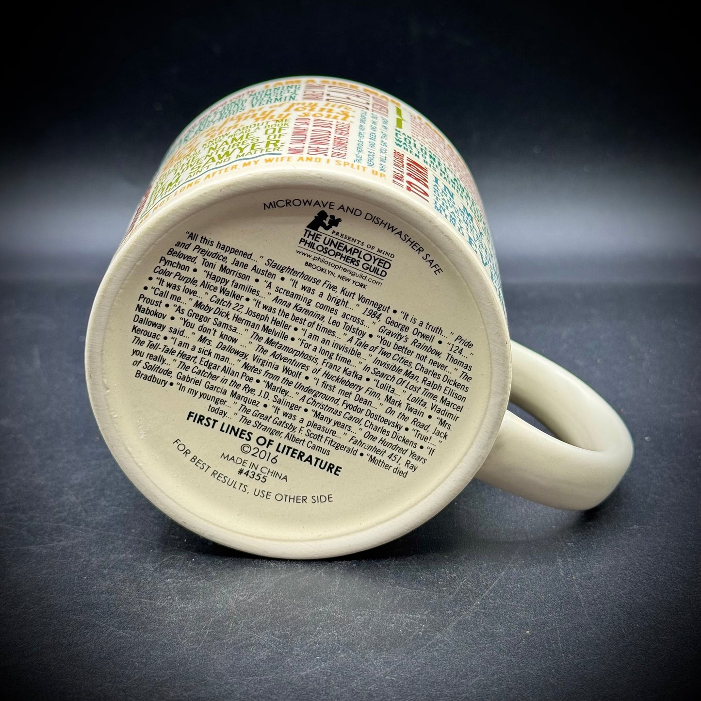 Unemployed Philosophers Guild "First Lines" Coffee Mug