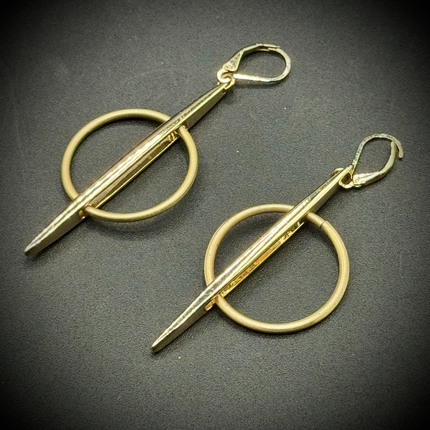 Gold Tone Modernist Lever Back Earrings