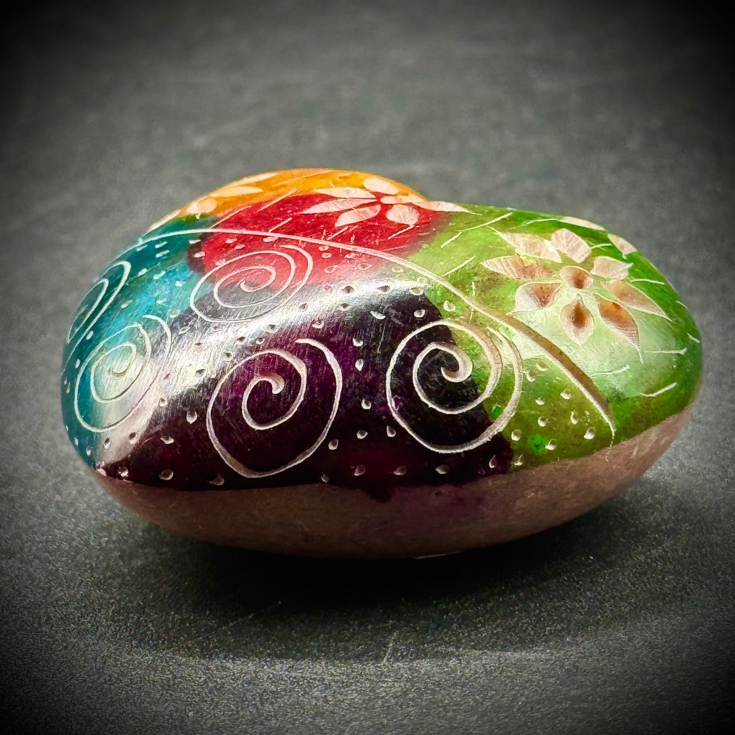Hand Made Carved Colorful Stone Heart