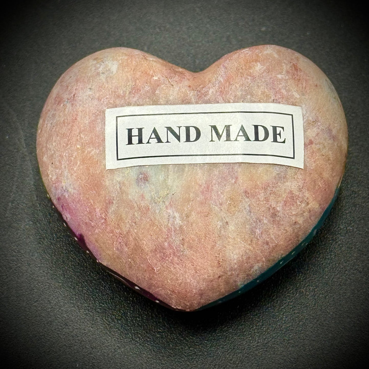 Hand Made Carved Colorful Stone Heart