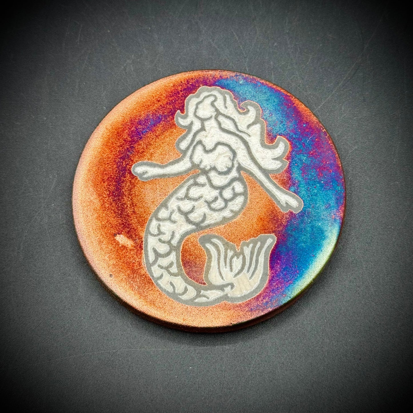 Raku Potteryworks Artist Signed Multi-Color Mermaid Tile