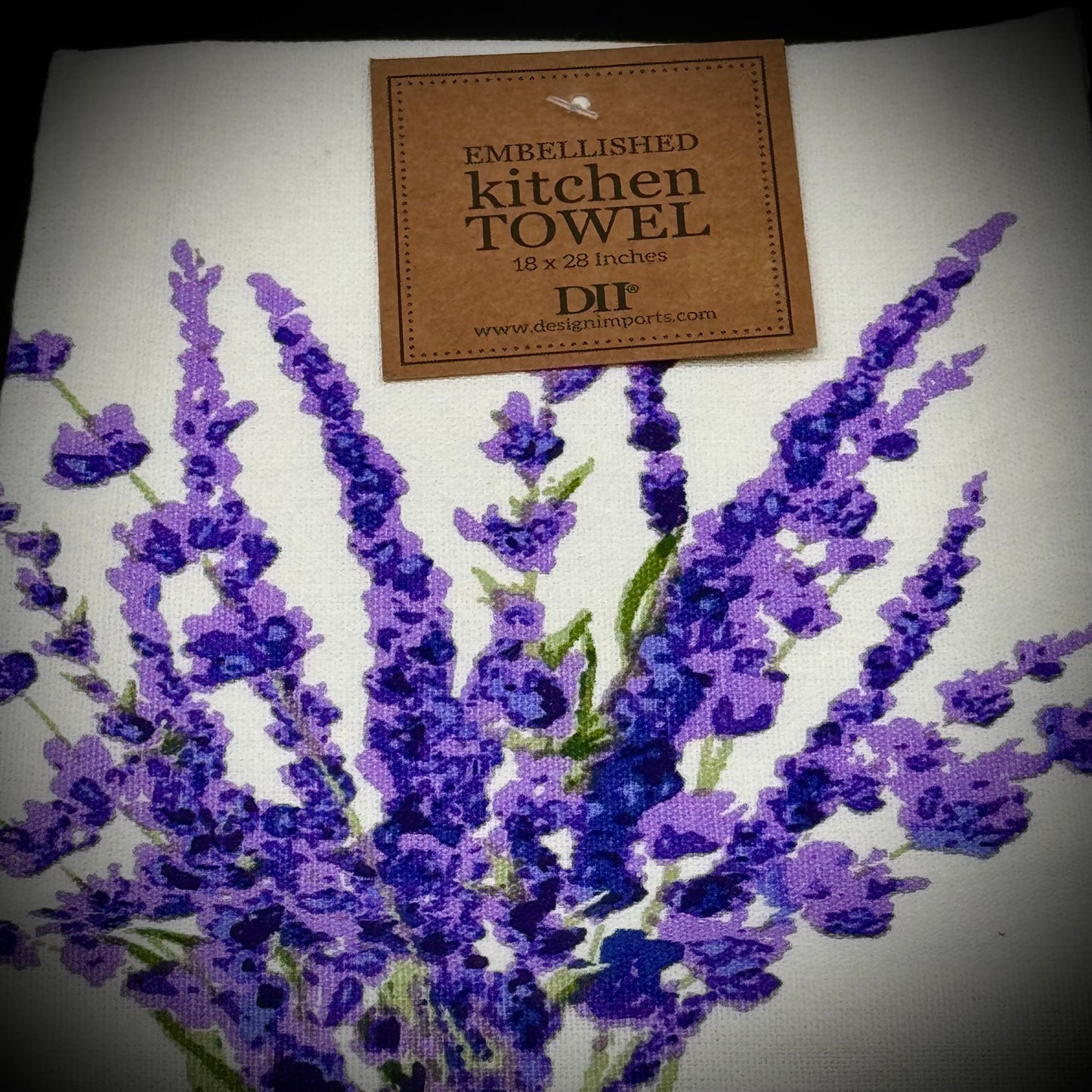 New Embellished Lavender Flower Kitchen Towel