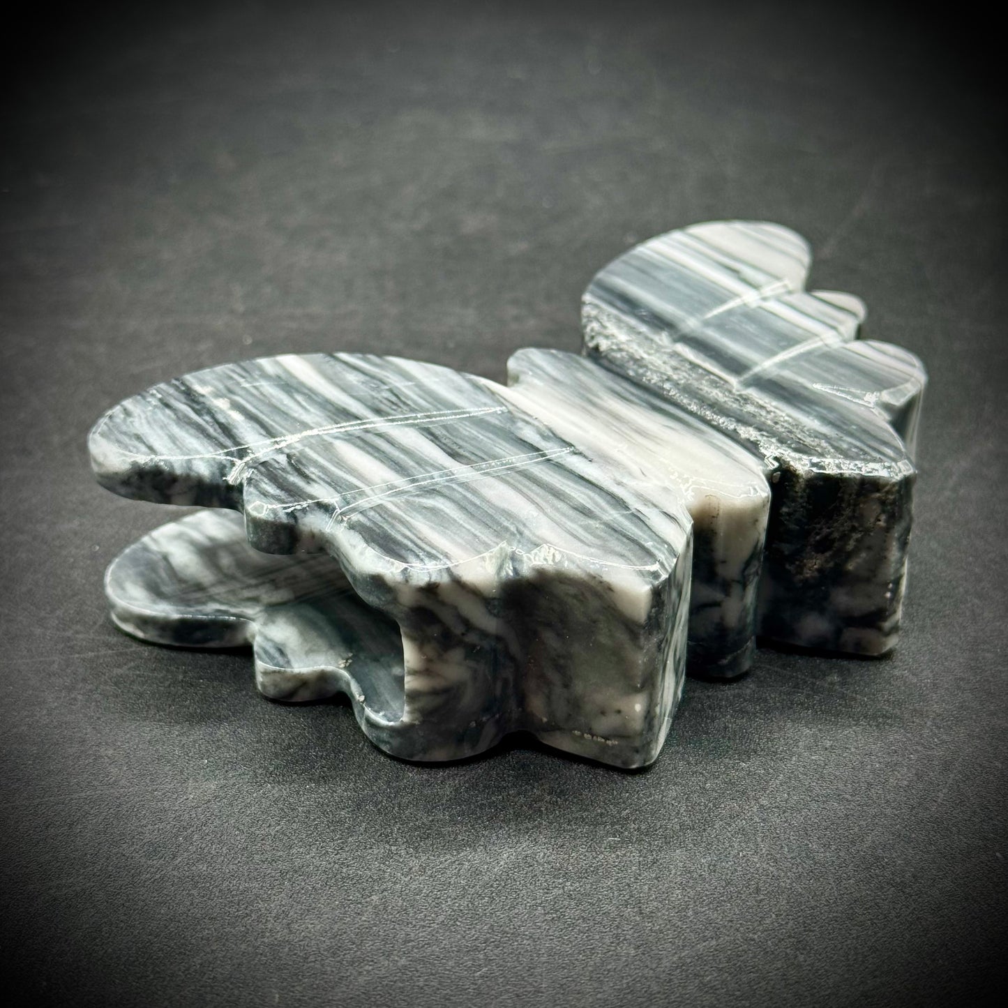 Gray Marble Carved Butterfly Letter Holder
