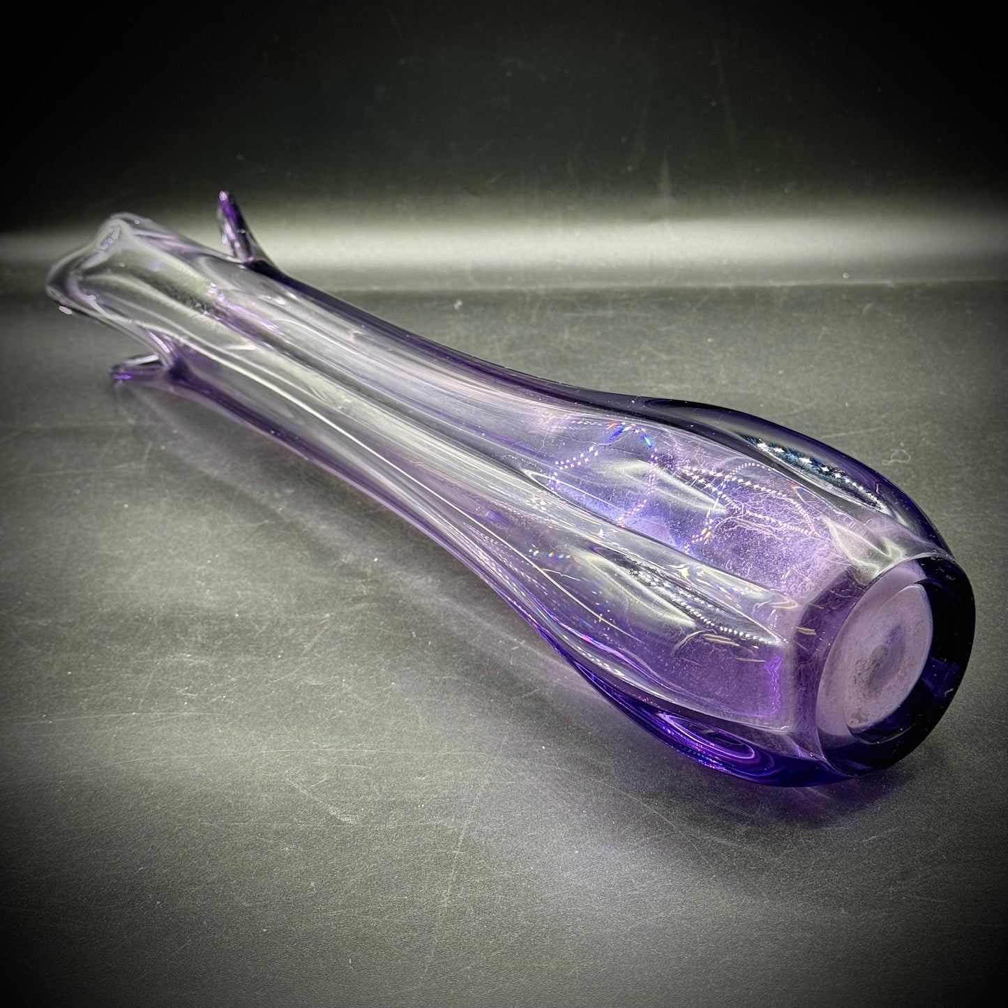 Vintage Purple Lavender Viking Glass Tall Swung Vase