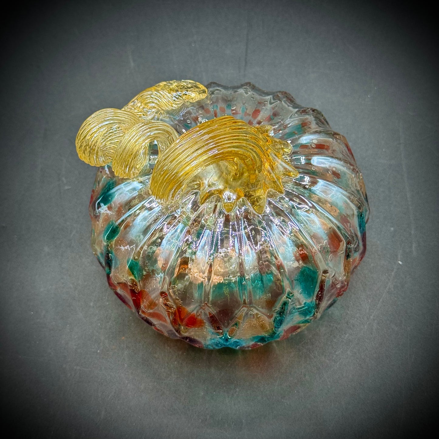 Colorful Art Glass Pumpkin Decoration