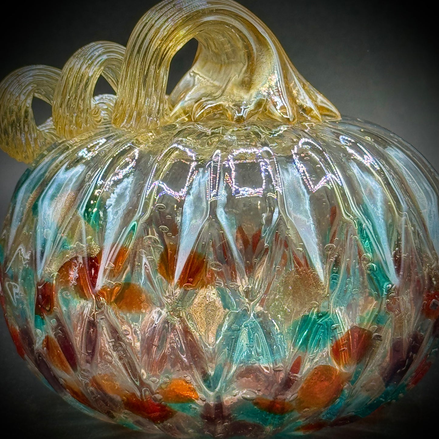 Colorful Art Glass Pumpkin Decoration
