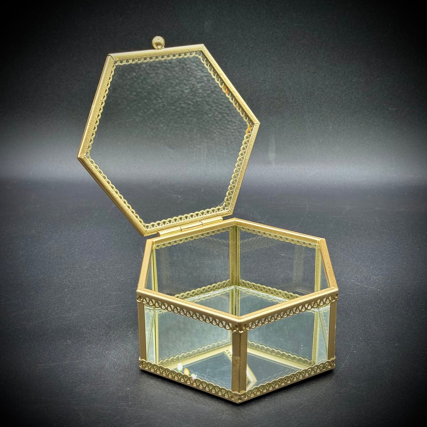 Lidded Jewelry Box with Glass and Mirror