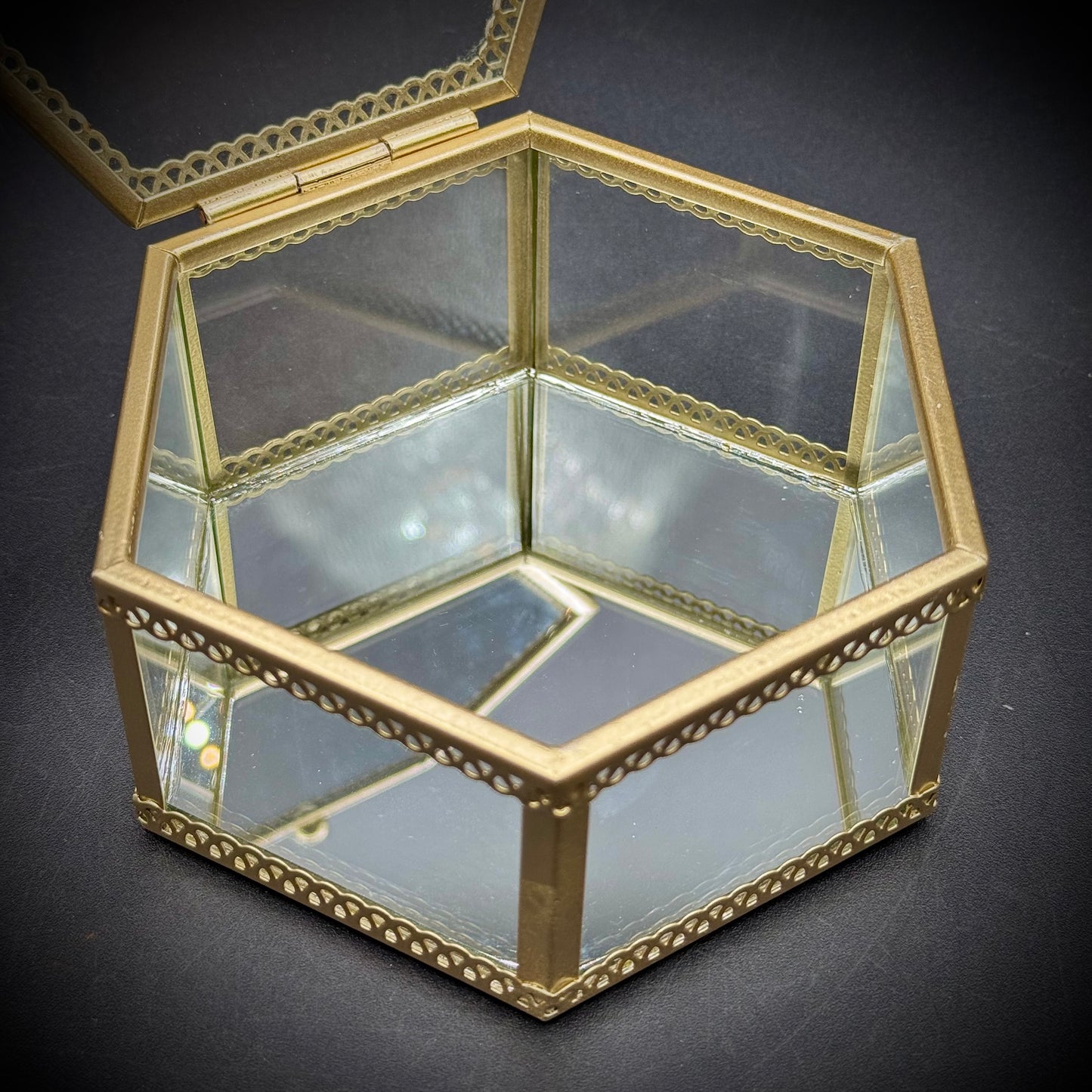 Lidded Jewelry Box with Glass and Mirror