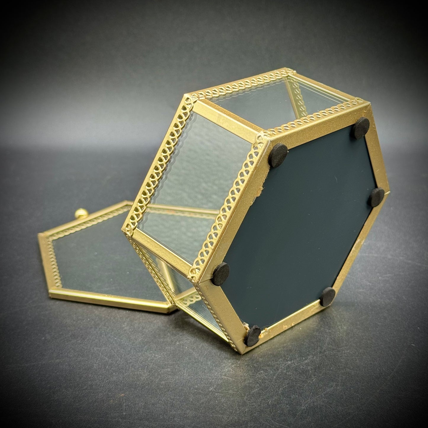 Lidded Jewelry Box with Glass and Mirror