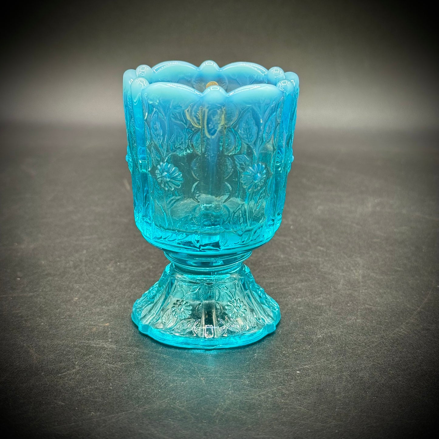 Vintage Blue Fenton Toothpick Holder with Original Label