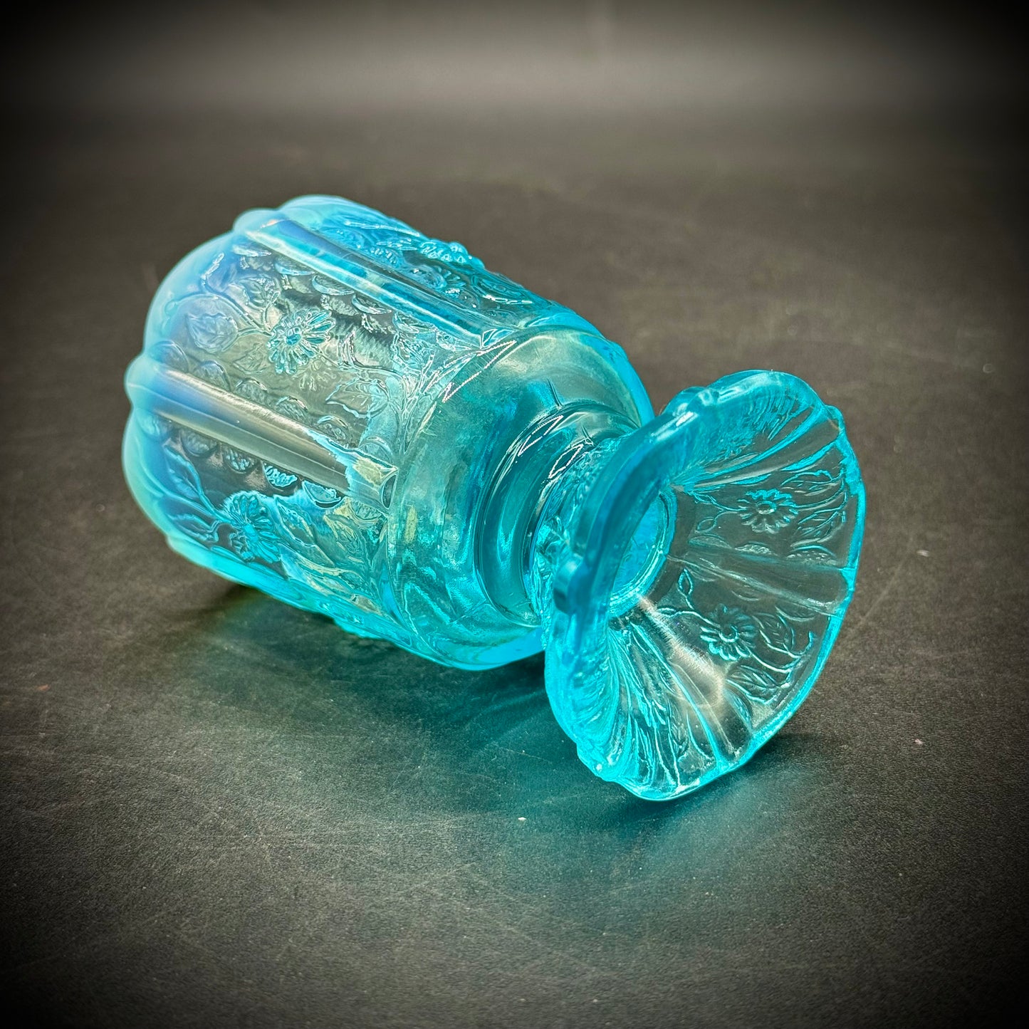 Vintage Blue Fenton Toothpick Holder with Original Label